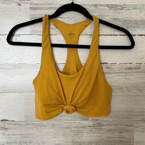 ALO Tie Knot Sports Bra Yellow